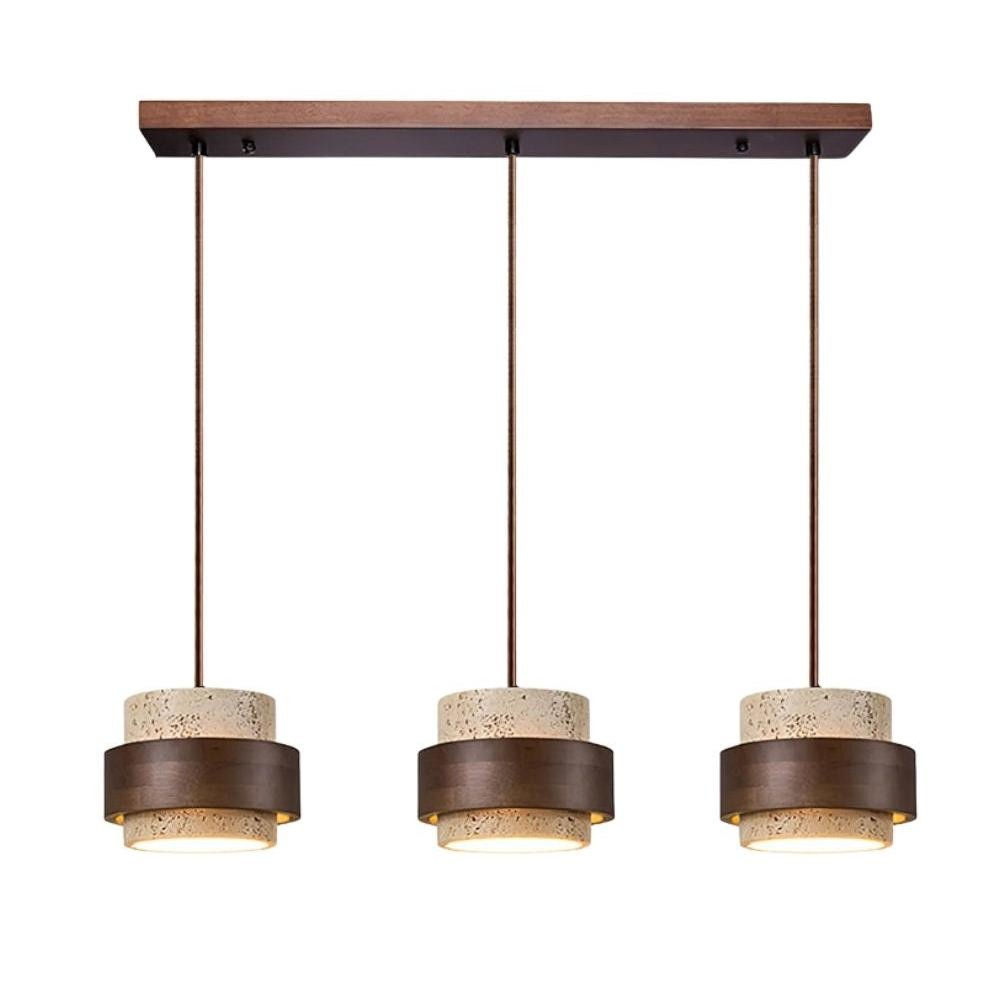 Timothy Wabi Sabi Cylindrical Travertine Pendant Light