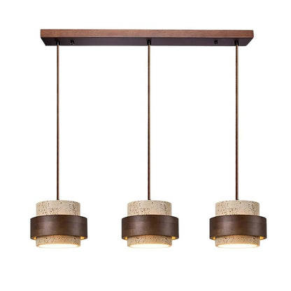 Timothy Wabi Sabi Cylindrical Travertine Pendant Light