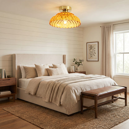 Fyxar Clear Glass Scalloped Flush Mount Light