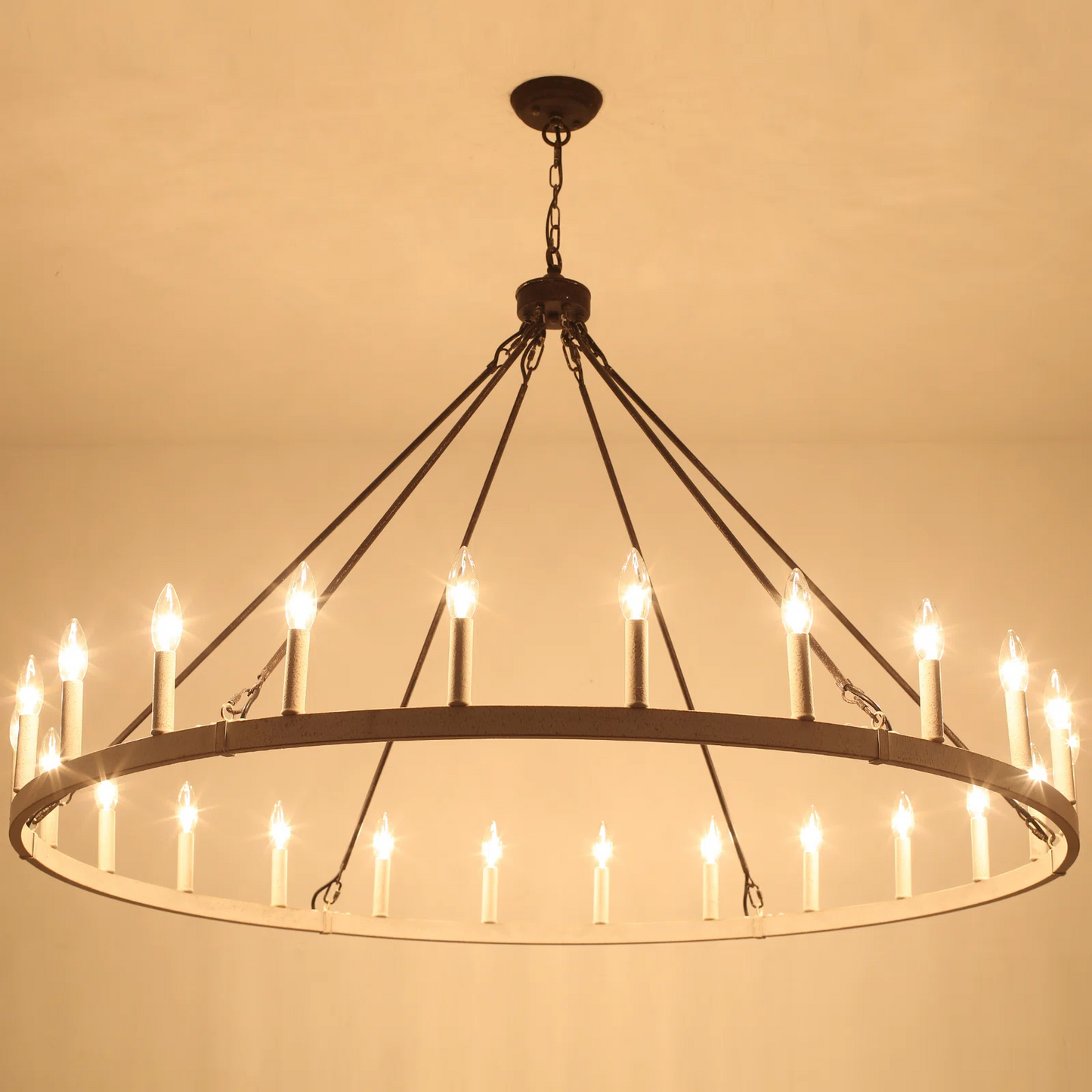 Raeth Farmhouse 24 Lights Wagon Wheel Candle Style Chandelier