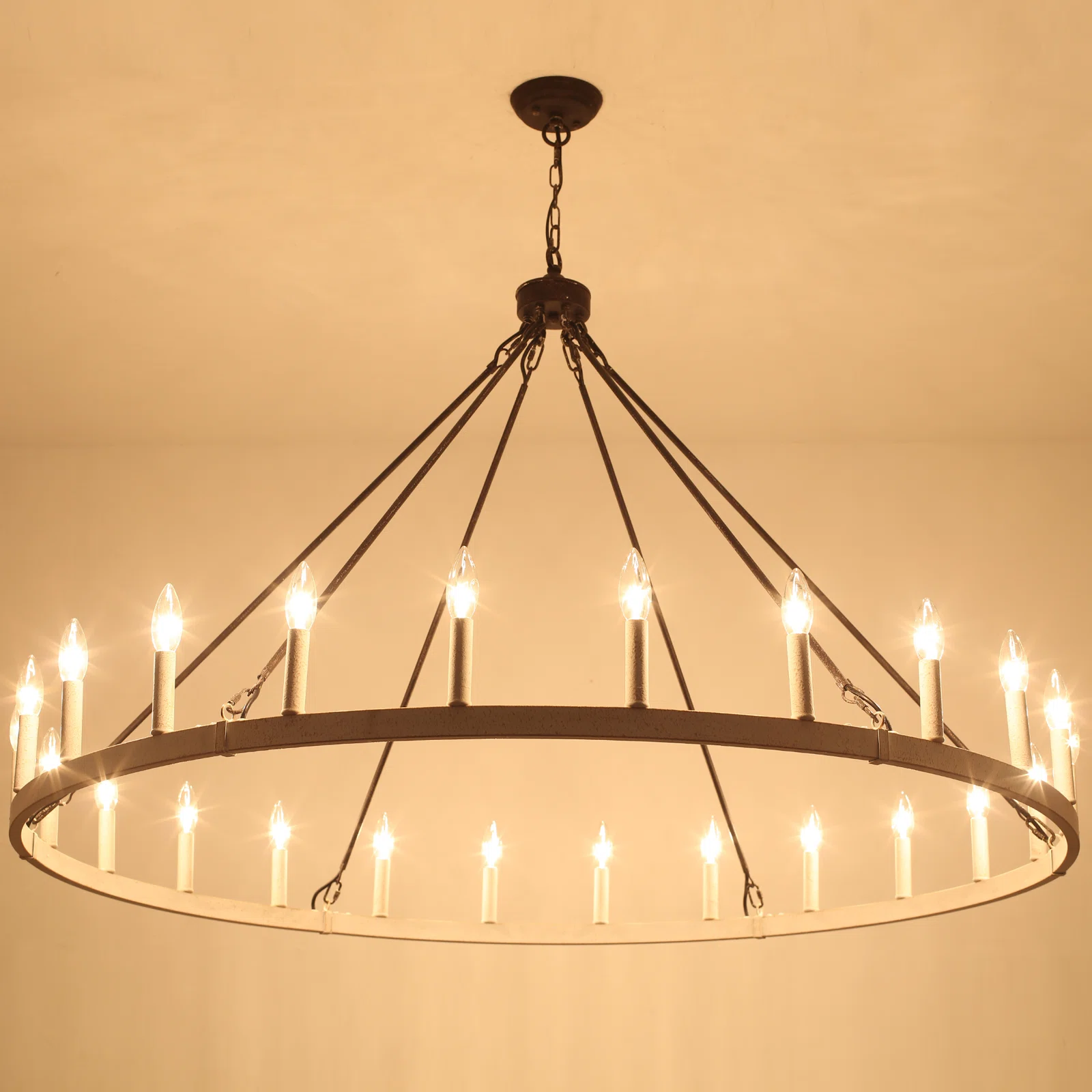 Raeth Farmhouse 24 Lights Wagon Wheel Candle Style Chandelier