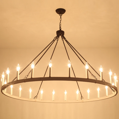 Raeth Farmhouse 24 Lights Wagon Wheel Candle Style Chandelier