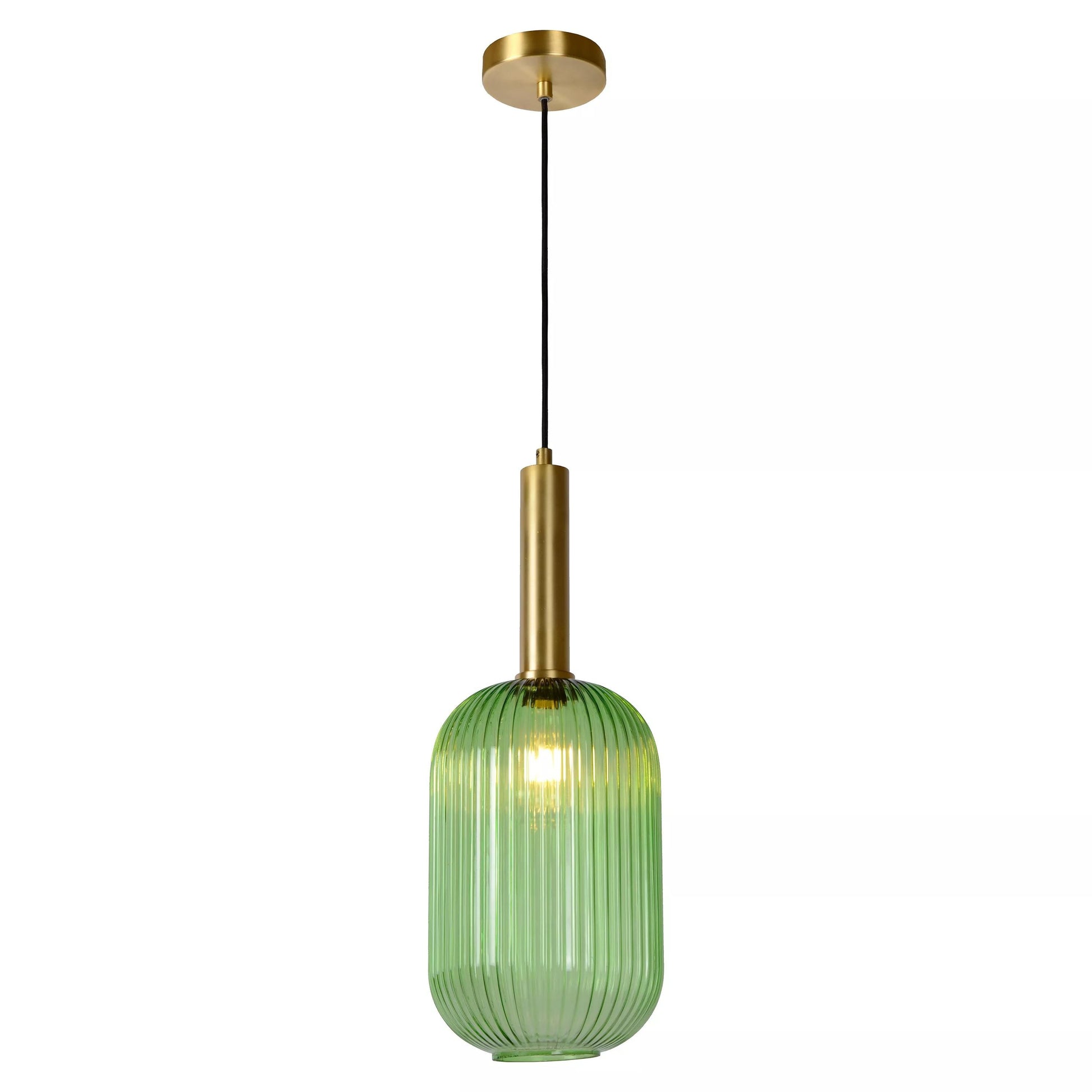 Zarek Lantern Shape Vertical Striped Stained Glass Pendant Light