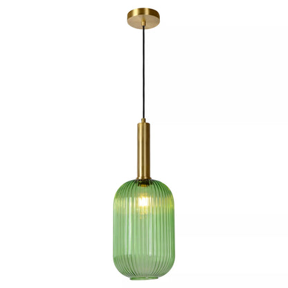 Zarek Lantern Shape Vertical Striped Stained Glass Pendant Light