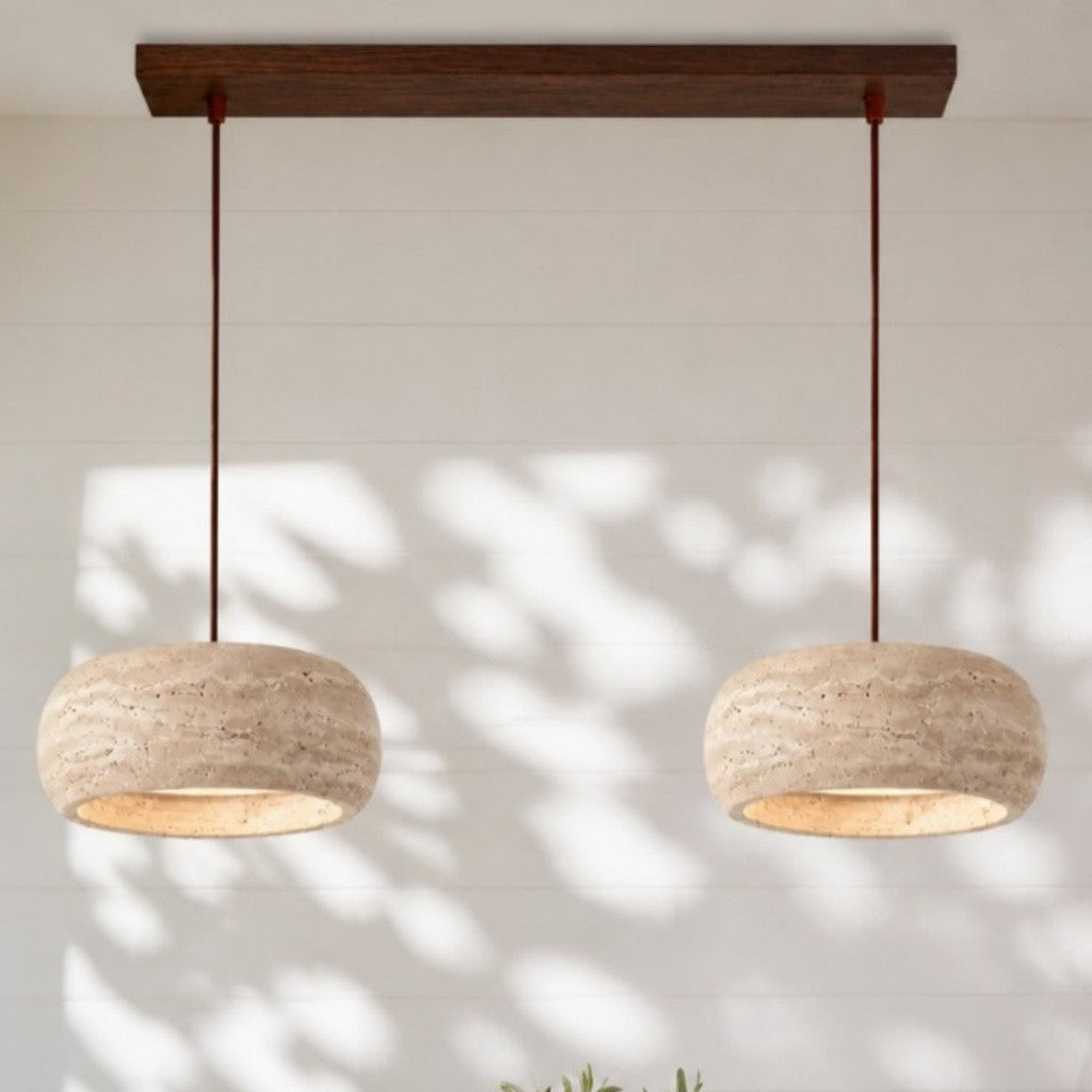 Veloria Scandinavian Travertine Round Pendant Light