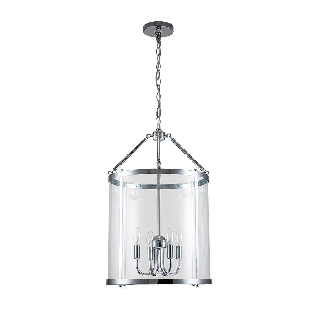 Merrick Metal Lantern Round Glass Chandelier