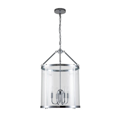 Merrick Metal Lantern Round Glass Chandelier