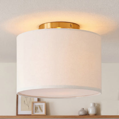 Joram White Linen Drum Ceiling Light