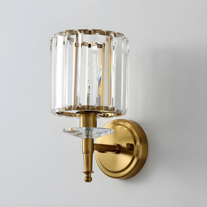 Solstice Brushed Brass Crystal Ribbed Glass Wall Sconce