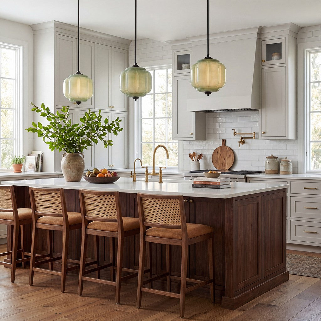Cyrilith Vintage Milk Glass Oiled Brass Eloise Pendant light