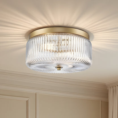 Pax Farmhouse Ribbed Glass Round Flush Mount Ceiling Light