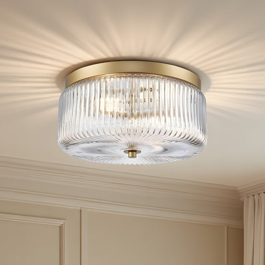 Pax Farmhouse Ribbed Glass Round Flush Mount Ceiling Light