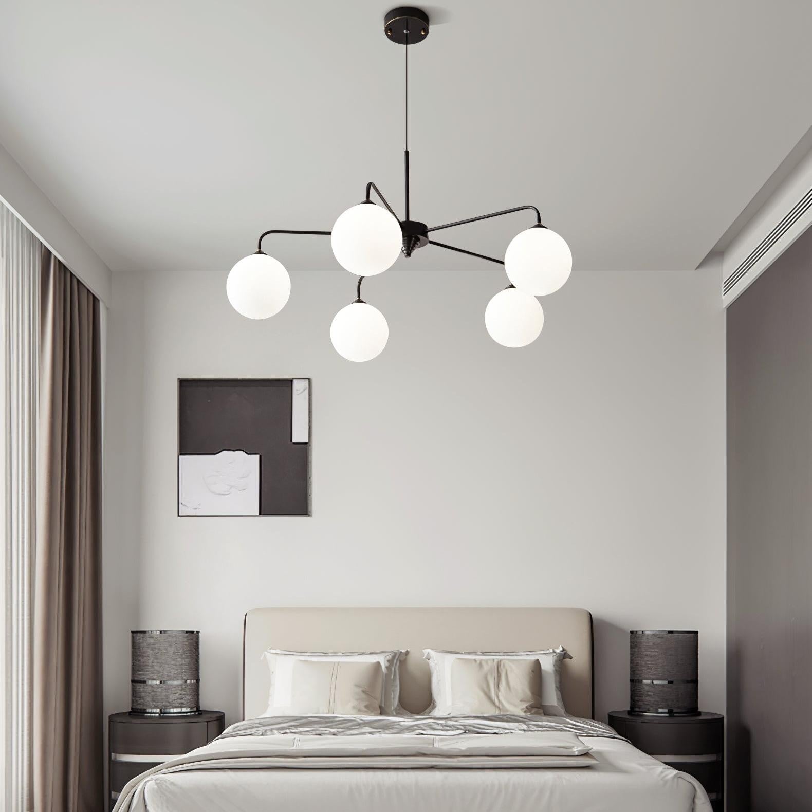 Maytoni Modern 5 Lights White Glass Globe Chandelier
