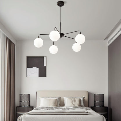 Maytoni Modern 5 Lights White Glass Globe Chandelier