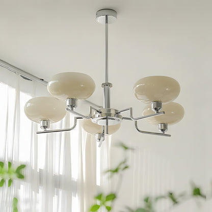 Shadella Modern Cream Glass Bauhaus Chandelier