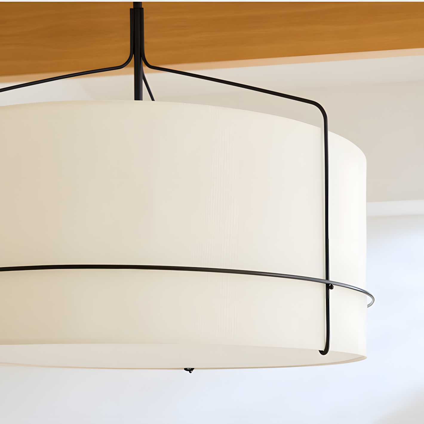 Bravos Rustic White Fabric Drum Pendant Light