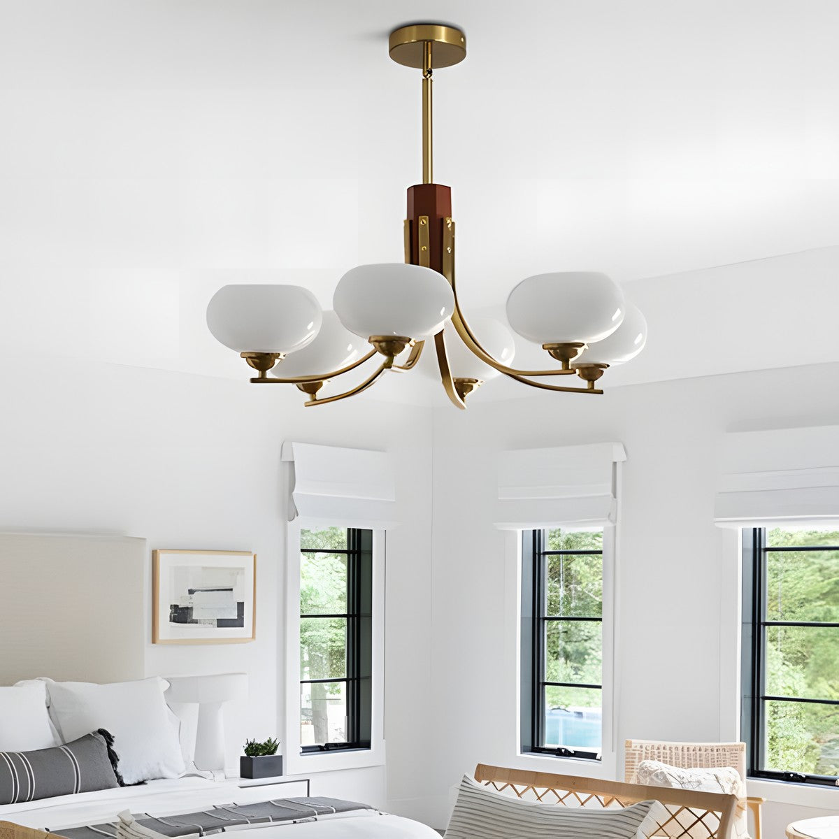 Juino Wood Farmhouse Milk Ball Sputnik Chandelier
