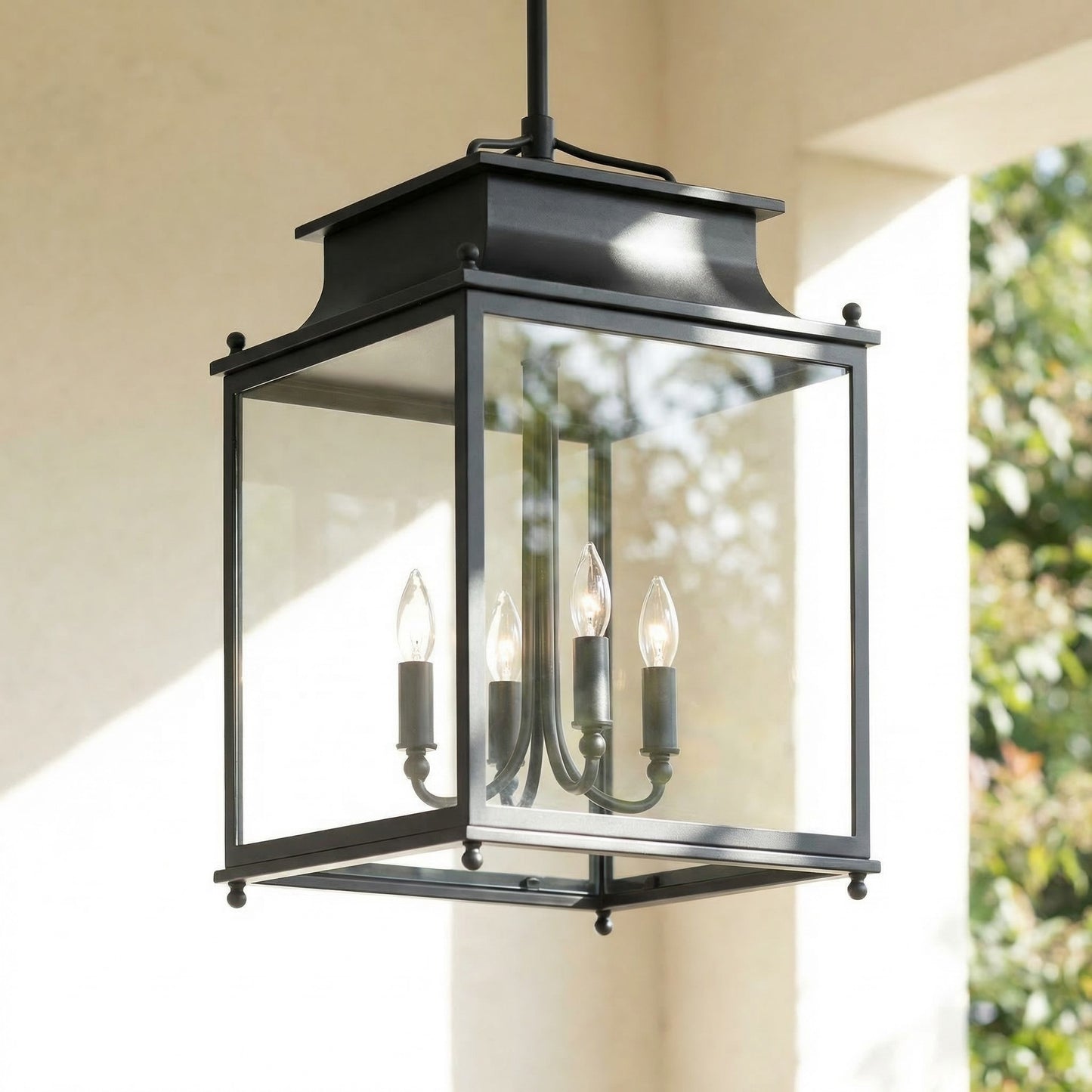 Marcellus Classic Metal Clear Glass Outdoor Lantern Pendant Light
