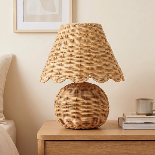 Caelyn Bohemian Natural Rattan Dome Table Lamp
