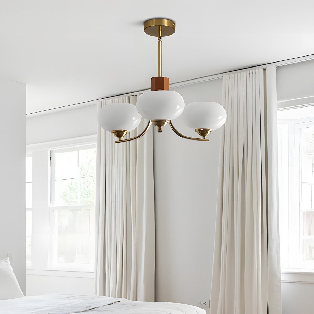 Juino Wood Farmhouse Milk Ball Sputnik Chandelier