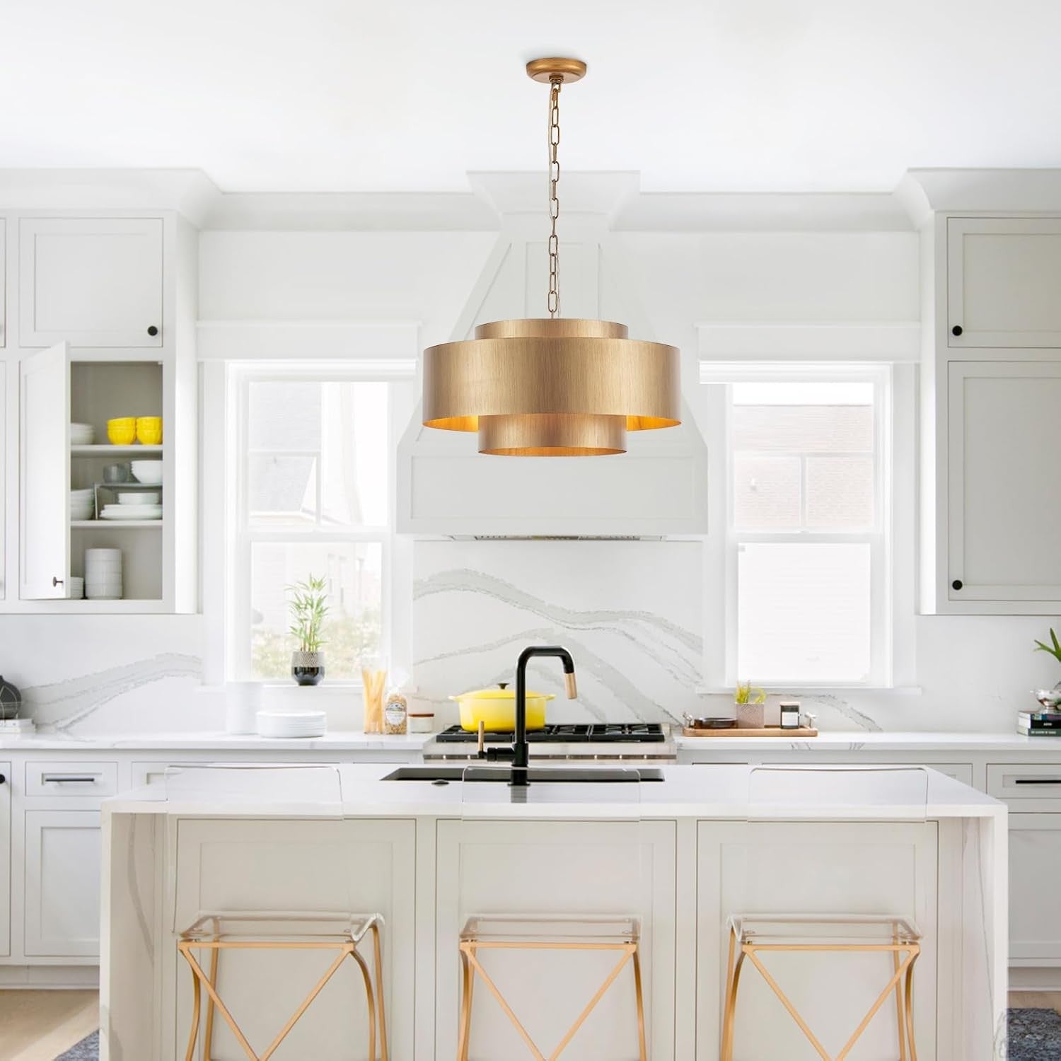 Aurelius Brushed Texture Metal Double Drum Chandelier