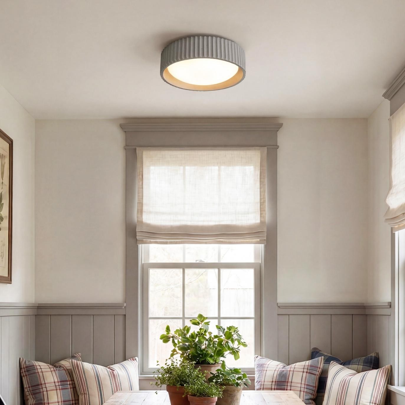 Arnold ‎Minimalist Round Led Fluted Concrete Ceiling Light