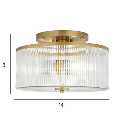 Claude Farmhouse Striped Glass Drum Ceiling Light