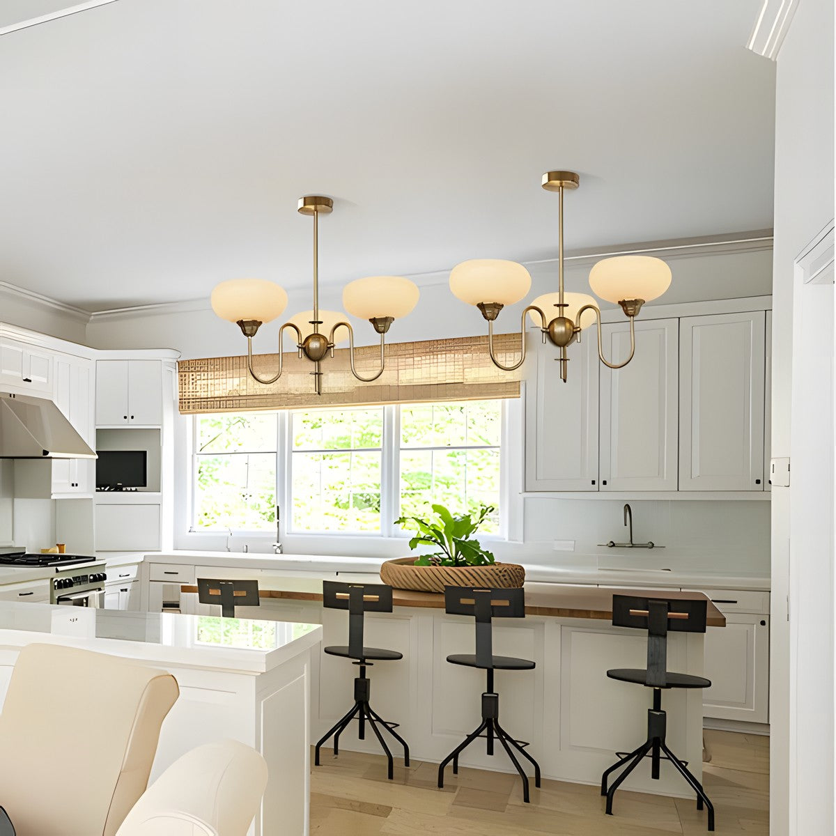 Luna Cream White Bubble Glass Chandelier