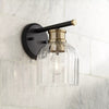 Lucienne Modern 9” Black Ribbed Glass Wall Light