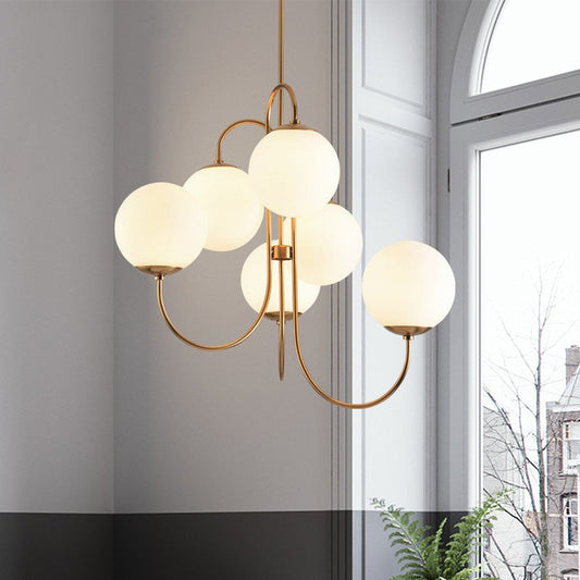 Vekton Vintage Glass Globe Gooseneck Chandelier