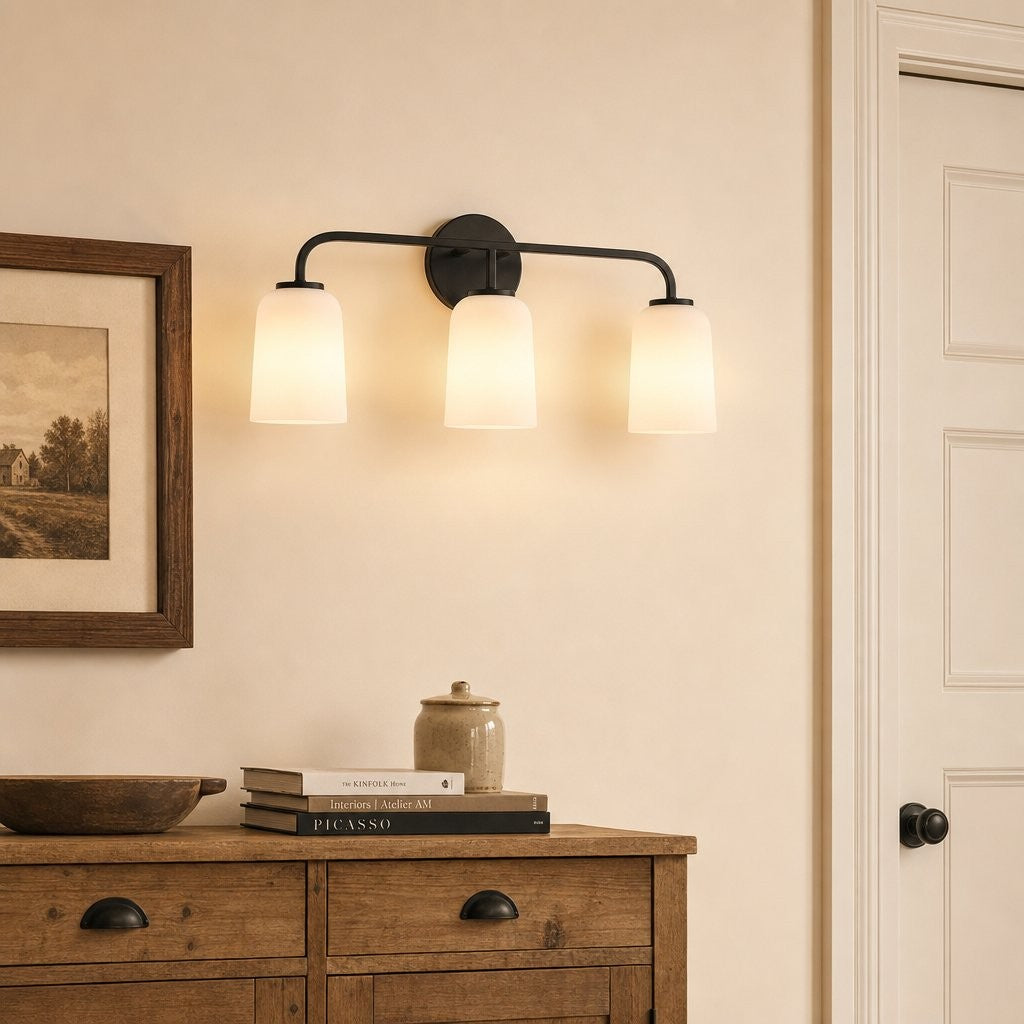 Bransen Modern Milk Glass 2/3-Light Vanity Wall Sconce
