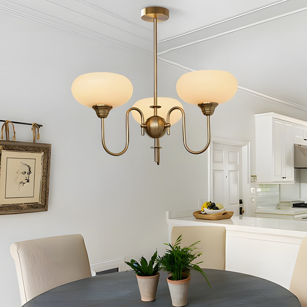 Luna Cream White Bubble Glass Chandelier