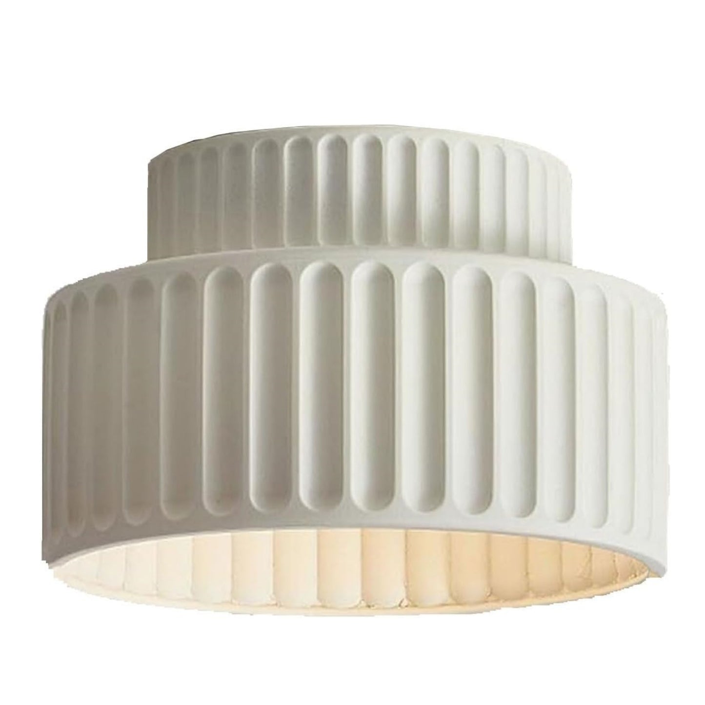 Nicola Vintage Resin Cream Breeze Drum Semi-Flush Mount Ceiling Light