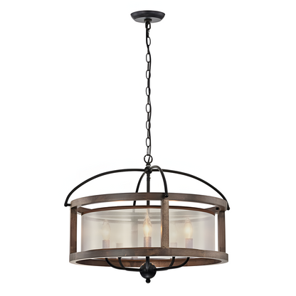 Aelric Farmhouse 5-Light Metal Frame Drum Chandelier