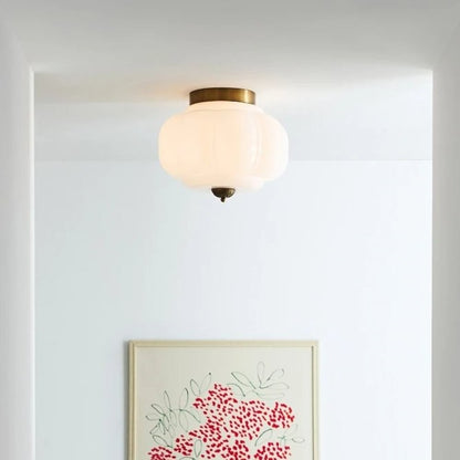 Ozita Retro Milk Glass Semi Flush Mount Eloise Ceiling Light