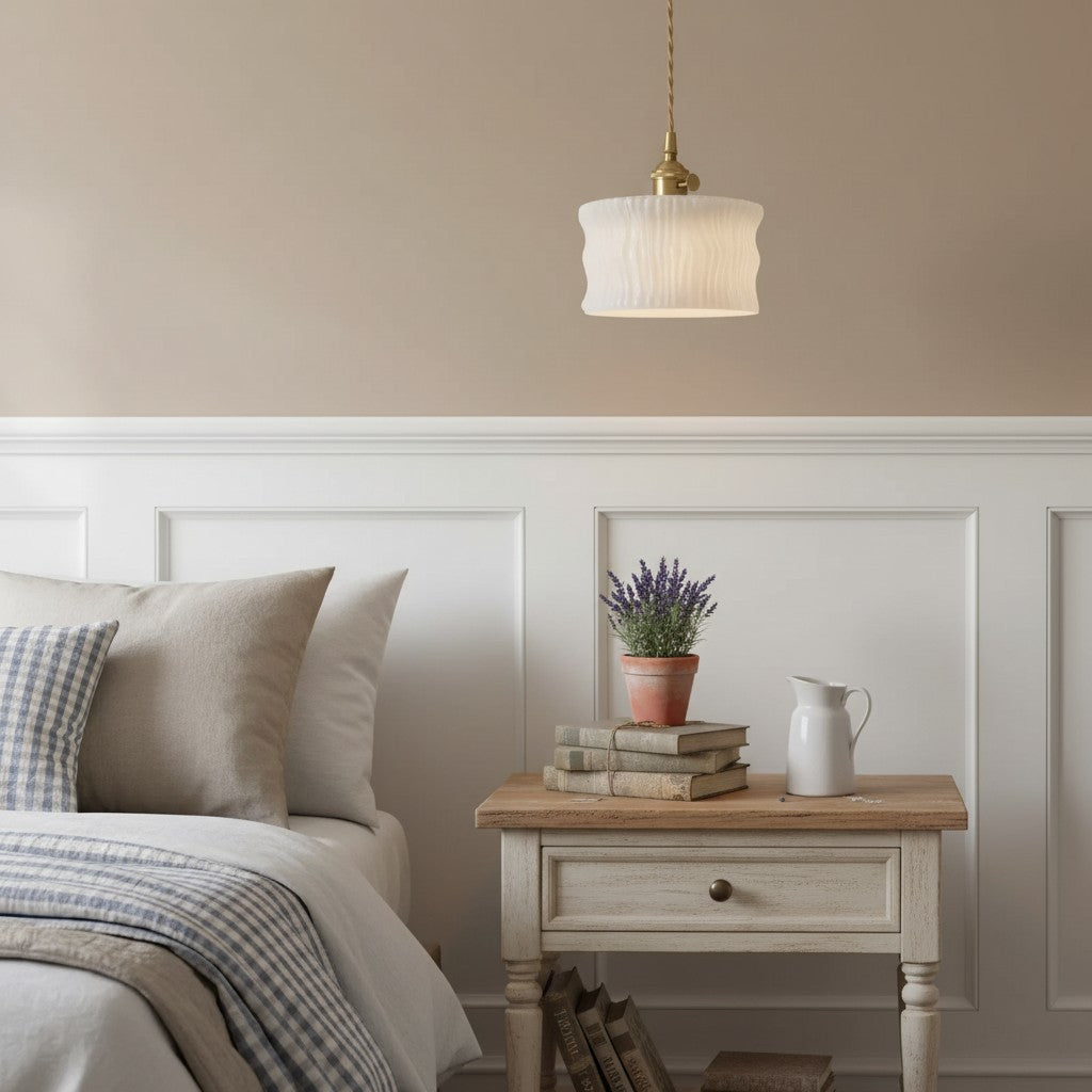 Roslyn Retro Stained Ribbed Glass Pendant Light