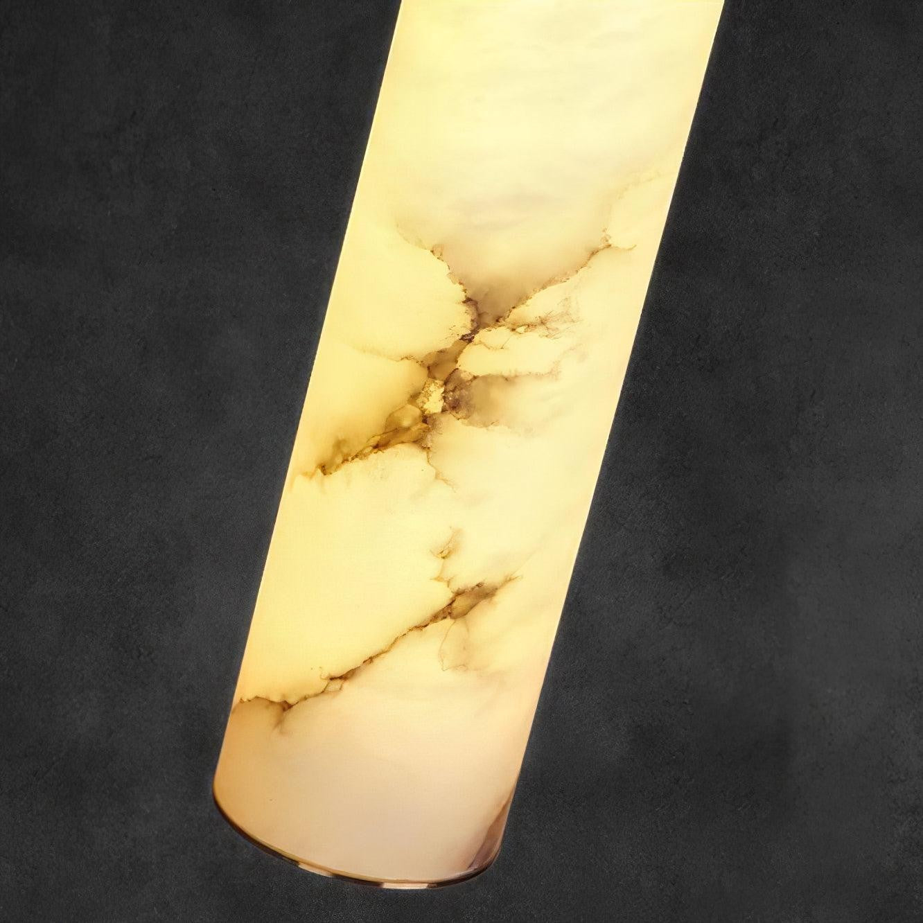 Odalys Luxurious Cylindrical Alabaster Brass Pendant Light