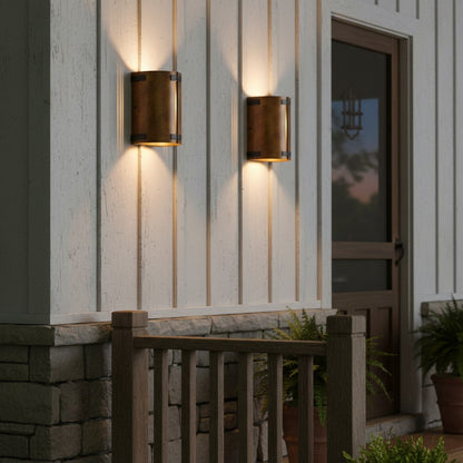 Zoe Industrial Rustic Bronze Cylindrical Metal Wall Sconce