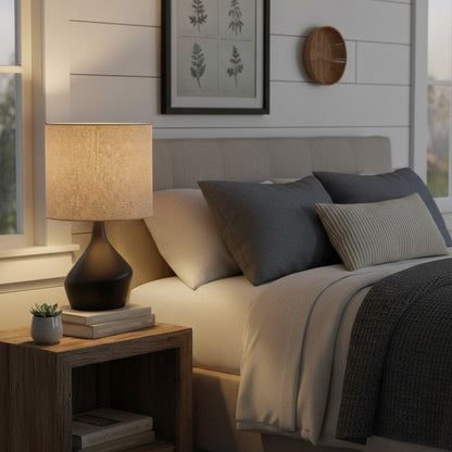 Daphne Vintage Ceramic Linen Shade Table Lamp