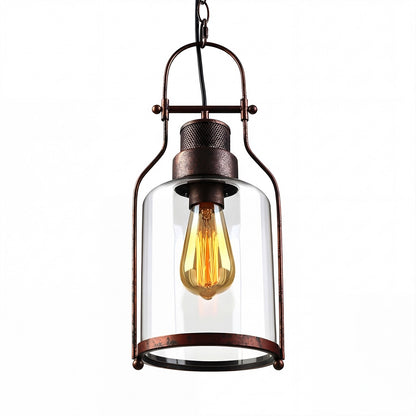 Eryxis Industrial Vintage Iron Glass Jar Pendant Light