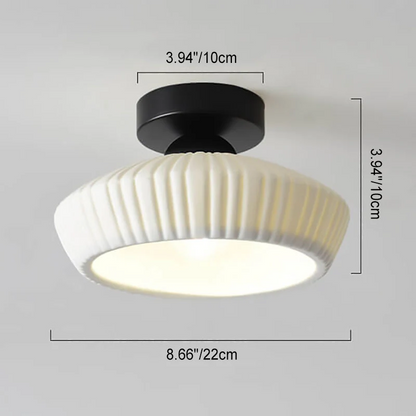 Rethen Light Luxury White Round Textured Ceramic Ceiling Light