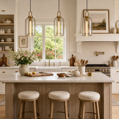 Vylith Brass Cognac Glass Single Hanging Lamp