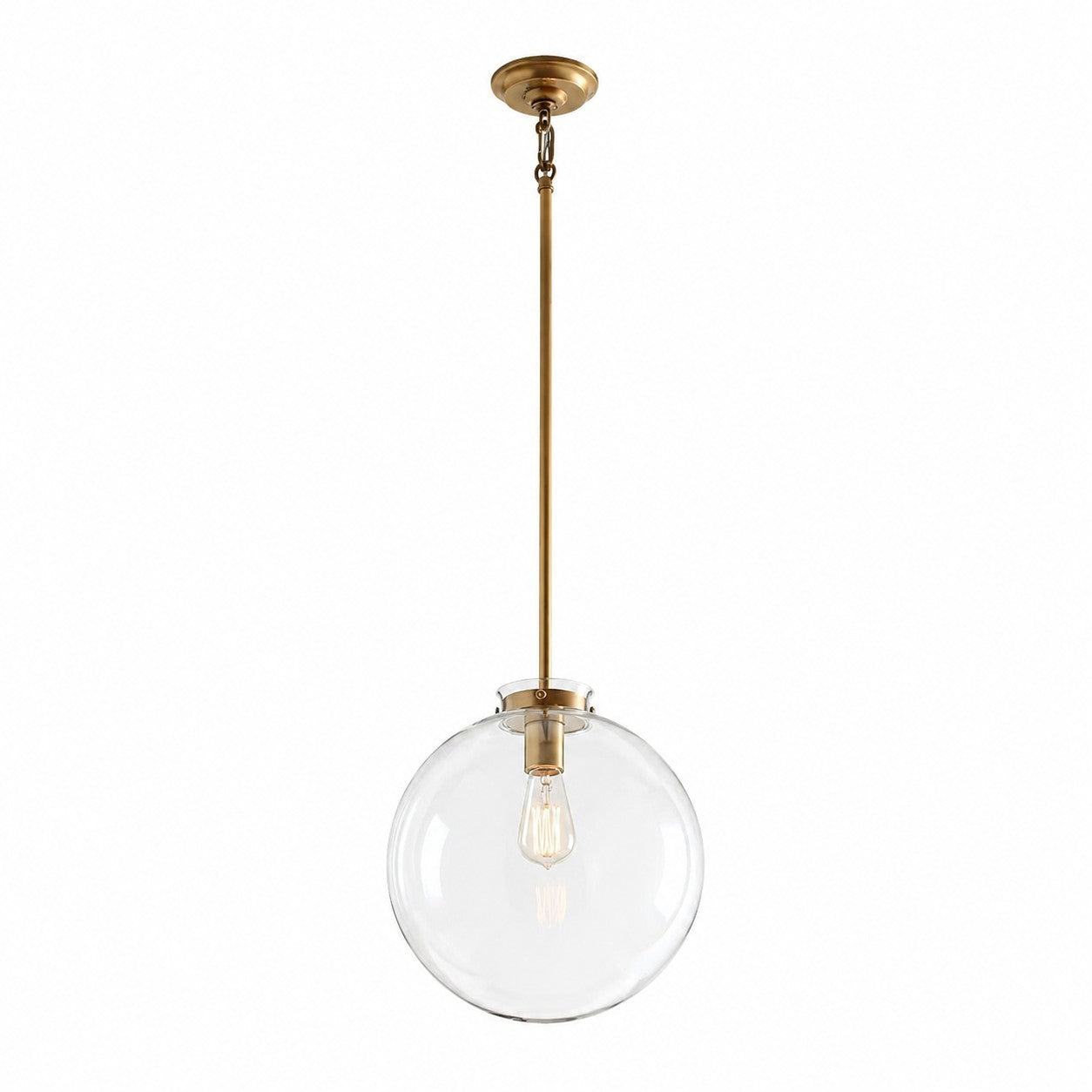 Mica Minimalist Brass Clear Glass Pendant Light