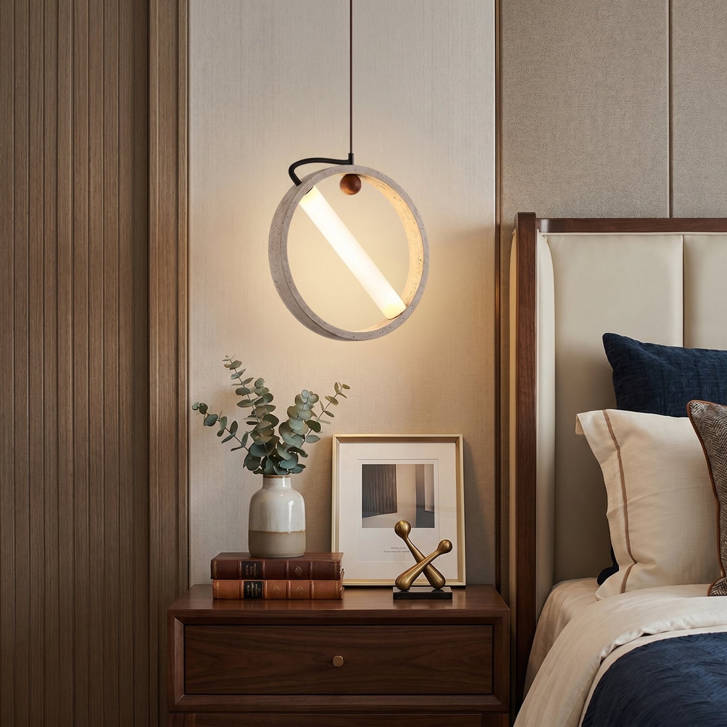 Conlan Japanese Travertine Circular Pendant Light