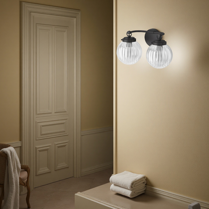 Briar Rustic Cooper Ribbed Glass Globe Sconce