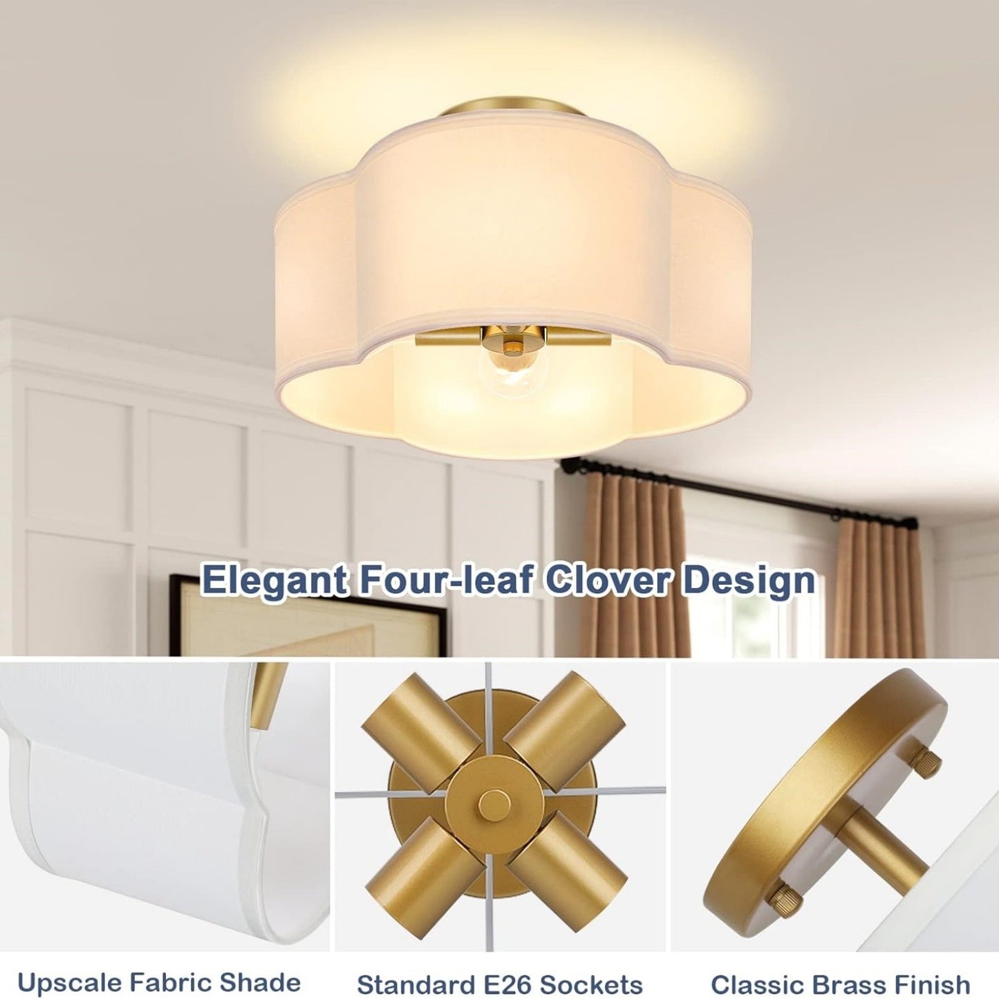 Lisi Modern Fabric Semi Flush Mount Ceiling Light