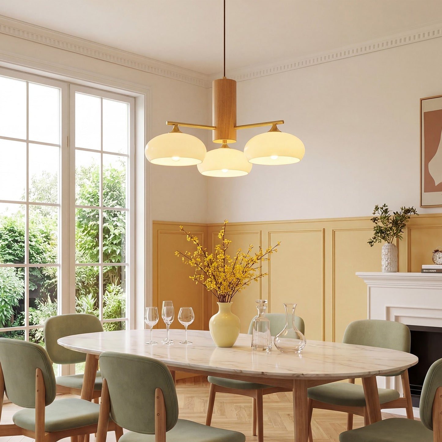 Xanthea Elliptical Persimmon Milk Glass Chandelier