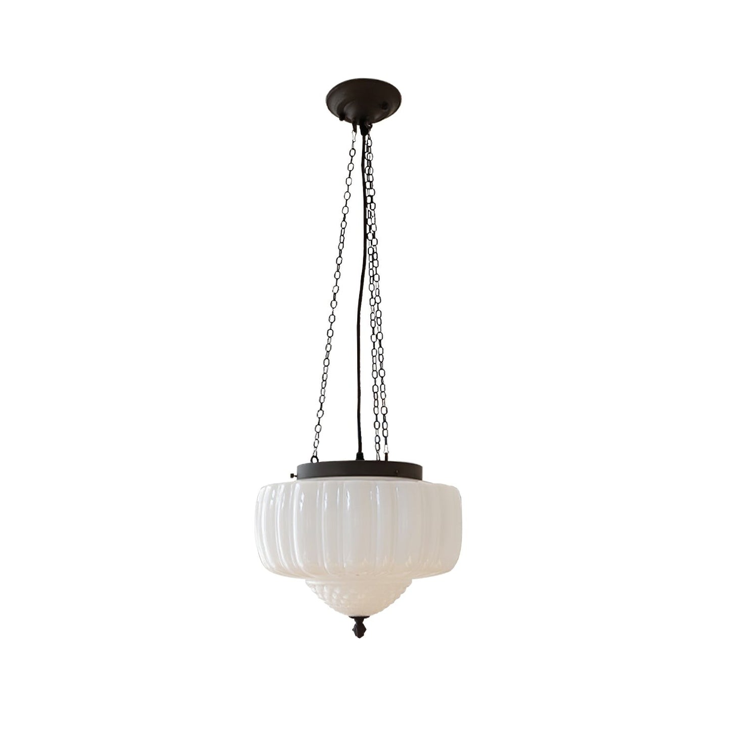Draxor White Milk Glass Pumpkin Pendant Light
