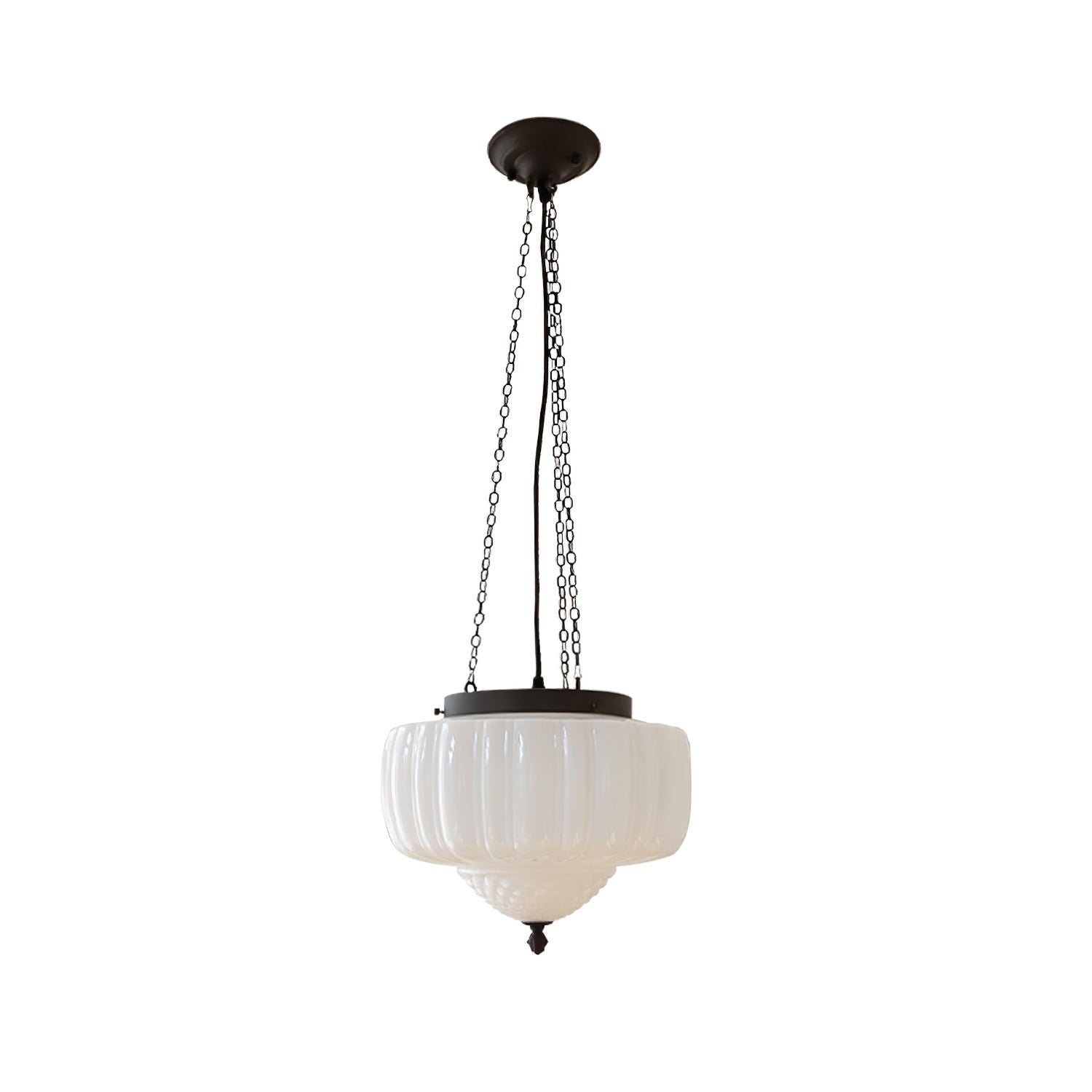 Draxor White Milk Glass Pumpkin Pendant Light
