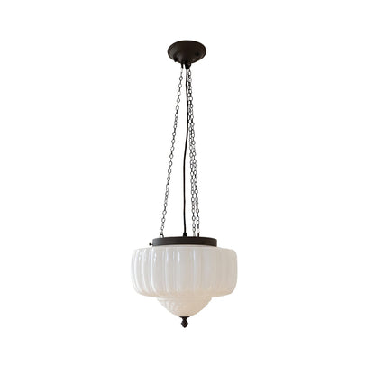 Draxor White Milk Glass Pumpkin Pendant Light